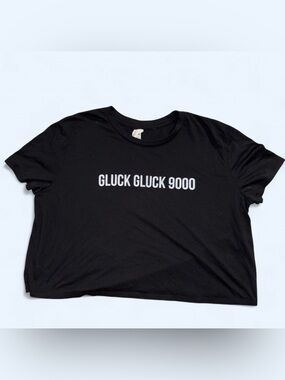 Barstool Sports “Gluck Gluck 9000” Black Cropped Graphic Tee - Size XL
